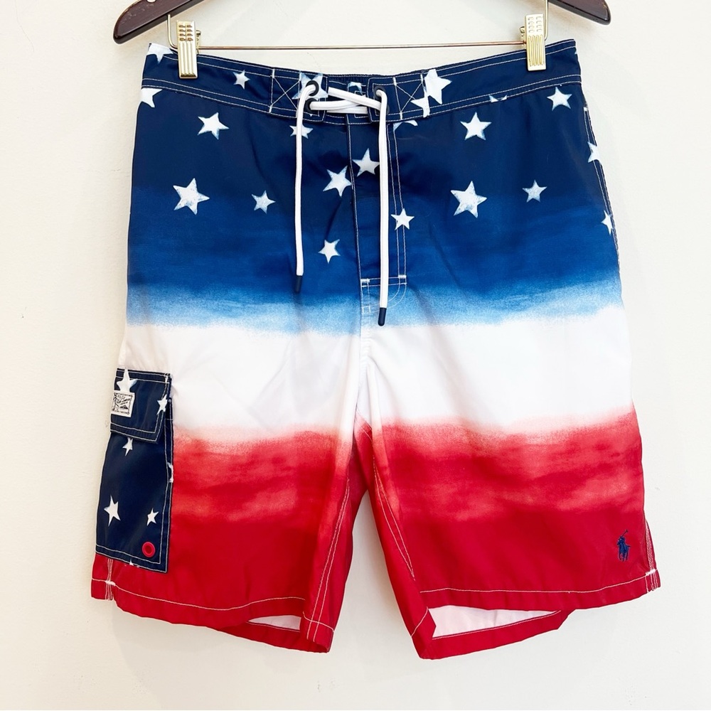 Polo Ralph Lauren Kailua Swim Shorts Mens Large Boardshorts Red White Blue USA